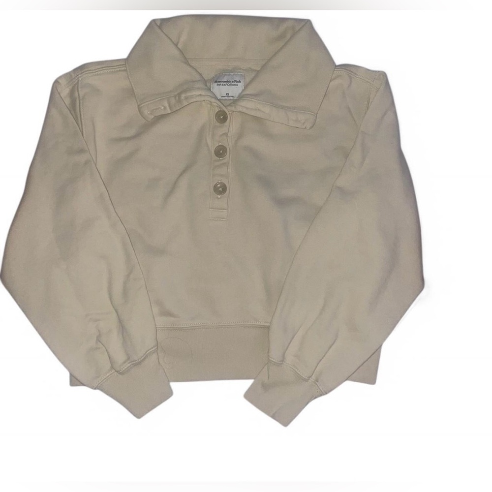 Cream/Tan Abercombie&Fitch Soft A&F collection button-up henley sweater size XS
